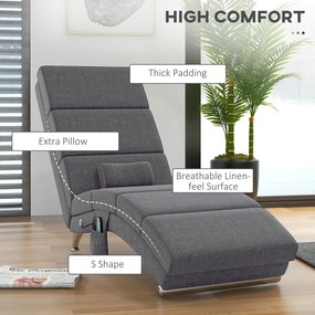 HOMCOM Fotoliu de Masaj cu 8 Puncte Vibrante și Încălzire, 5 Moduri, Temporizator și Telecomandă, Gri | Aosom Romania