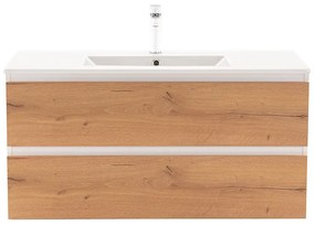 Dulap inferior Vario Forte 100 cu lavoar, stejar alb