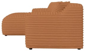 Colțar teracotă cu tapițerie din catifea reiată (cu colț pe partea stângă, cu șezlong) Martin – Ropez