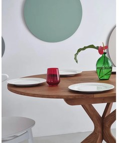 Masă de dining rotundă extensibilă cu aspect de lemn de stejar cu blat suplimentar ø 90 cm Jubi – Ragaba