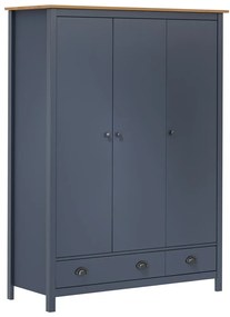 vidaXL Șifonier cu 3 uși Hill,, gri, 127x50x170 cm, lemn masiv pin