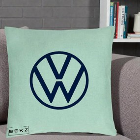 Perna Personalizata cu emblema Volkswagen, 40x40 cm, Verde Menta, Husa Detasabila, Perna Inclusa, BEKZ®