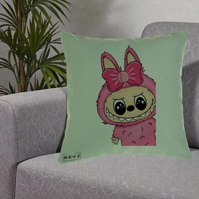Perna Personalizata Labubu Roz cu Funda, 40x40 cm, Verde, Husa Detasabila, Perna Inclusa, BEKZ®