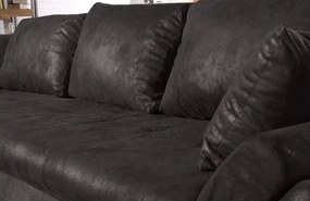 Colțar extensibil dumonde cu ladă de depozitare si sezut confortabil din spuma high-density, Loana Madagaskar Black 270x185 cm