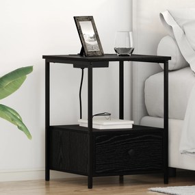 vidaXL Cabinet de noptiere cu stație de încărcare 2 pcs Stejar negru