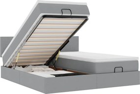 vidaXL Cadru de pat otoman cu saltele Gri deschis 180x200cm Material