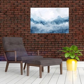 Tablou - Nori și valuri, acuarelă (90x60 cm)