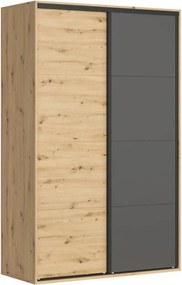 Dulap FLEX, stejar artisan/gri grafi, PAL, cu 2 usi, 150x66x240 cm