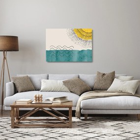 Tablou pe sticlă - pictură abstractă de plajă N⁰1 (70x50 cm)