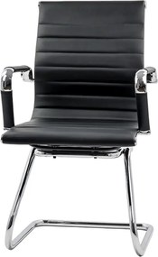 Scaun vizitator negru OFF 806 din piele ecologică și cadru cromat tip sanie