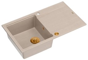 Chiuveta compozit incastrata Quadron Unique Evan 111 bej - cupru 86x50 cm