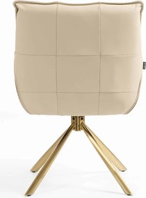 HR560 BAZĂ STEA Scaun Crem Piele Ecologica Premium Soft cu Bază Aurie