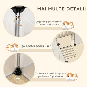 PawHut Țarc Modular pentru Animale de Talie Mică cu 20 de Panouri, 2 Uși și Accesorii, 175x70x45 cm, Negru | Aosom Romania