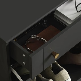 HOMCOM Dulap pentru pantofi îngust cu sertare cu uși basculante și raft reglabil, 60 x 23,5 x 98,5 cm, negru | Aosom Romania