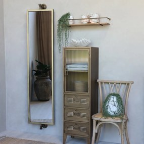 Oglindă de perete, din metal și sticlă, finisaj alamă antichizată, H 189.5 cm