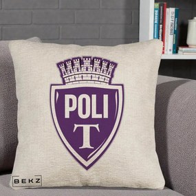 Perna Personalizata Poli Timisoara Fotbal, 40x40 cm, Bej Canapea, Husa Detasabila, Perna Inclusa, BEKZ®