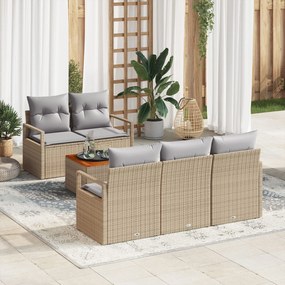 vidaXL Set de canapele pentru grădină cu pernă 6 pcs Bej Rattan poli
