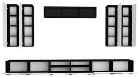 Living haaus Haga V4, Alb Lucios/Negru, MDF, L 360 cm