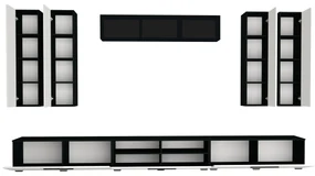 Living haaus Haga V4, Alb Lucios/Negru, MDF, L 360 cm