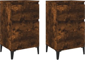 vidaXL Noptiere, 2 buc., stejar afumat, 40x35x70 cm