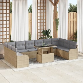 Set canapele grădină vidaXL 11 Piese cu Perne Bej Ratan Poli