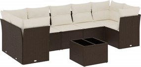 vidaXL Set canapele de grădină cu perne, 8 piese, maro, poliratan