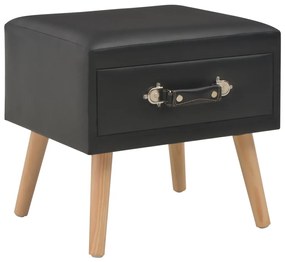 vidaXL Noptieră, negru, 40 x 35 x 40 cm, piele ecologică