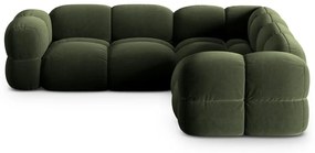 Colțar verde cu tapițerie din catifea Loretto – Cosmopolitan Design