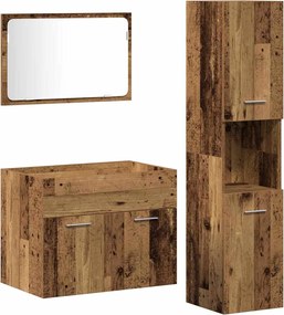 vidaXL Set de mobilier pentru baie 3 pcs Lemn Vechi Lemn compozit