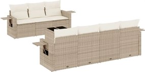 vidaXL Set canapele de grădină, 8 piese, cu perne, bej, poliratan