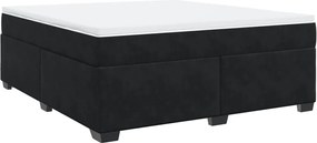 vidaXL Pat box spring cu saltea, negru, 180x200 cm, catifea