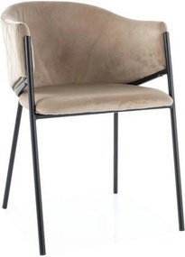 Scaun BONO, bej/negru, stofa catifelata/metal, 55x44x77 cm