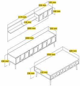 Set mobilier living Lyantela (tmavoBej + Auriu). 1107142