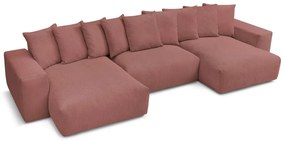 Colțar roz deschis cu tapițerie din catifea reiată Voltaire – Bobochic Paris