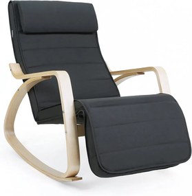 Fotoliu balansoar, lemn de mesteacan / textil, negru, Songmics