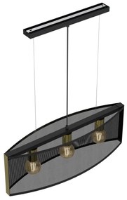 Lustră pe cablu KAGA 3xE27/60W/230V neagră/aurie