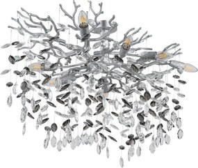 Lustra aplicata metal argintiu mat, cristale de sticla QUEENA