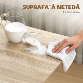 HOMCOM Masă Pliabilă pentru Dining, Masă de Bucătărie Extensibilă cu Roți și Frâne, pentru 4-6 Persoane, Birou Rabatabil cu Structură din Oțel, pentru Living, 120x80x73 cm, Stejar | Aosom Romania