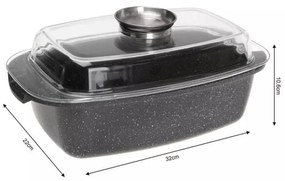 Oala tip roaster pentru cuptor si plita Kinghoff KH 1608, 5,5 litri, Capac cu dozator, Finisaj marmura, Inductie, Negru