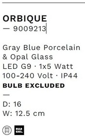 Aplica baie protectie IP44, Portelan blue gri, ORBIQUE 16cm
