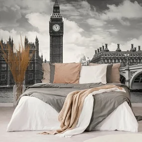 Fototapet Big Ben din Londra în alb-negru