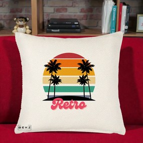 Perna Decorativa Retro Sunset Palmieri, 40x40 cm, Crem Reliefat, Husa Detasabila, Perna Inclusa, BEKZ®