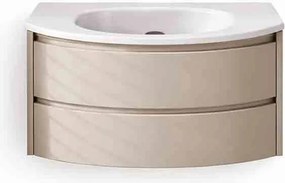 Set dulap baza suspendat KolpaSan Joy 2 sertare 100 cm finisaj light grey cu lavoar alb