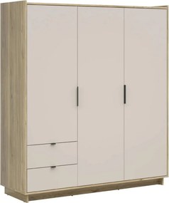 Dulap DALVA, stejar/casmir, PAL, cu 3 usi si 2 sertare, 180x60x202 cm