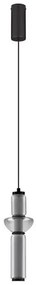 Pendul LED modern, Metal, Negru, Sticla, Fumurie, Ulon