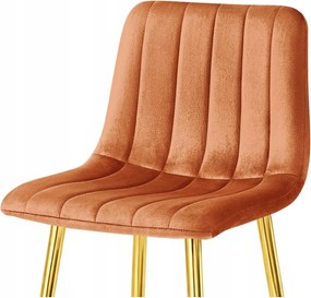 Scaun de bar POZZA VELVET cu picioare aurii, teracota