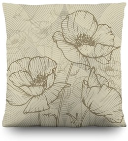 Pernă Poppies bej, 45 x 45 cm