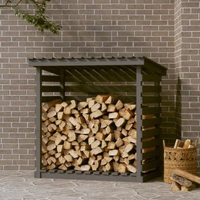 Rastel pentru lemne de foc, gri, 108x73x108 cm, lemn masiv pin