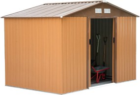 Outsunny casuta ustensile, magazie de gradina, sopron pentru unelte de exterior 277x195x192cm, Maro | Aosom Romania
