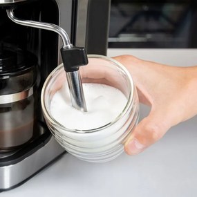 La mâna a doua: Espressor manual First Austria FA-5475-2, 800W, Rezervor 0.250L, Vas de sticla, Pauza, Inox/Negru